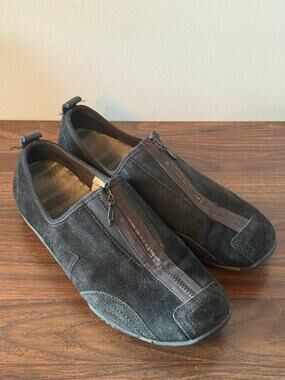 Merrell Black Midnight Mesh Suede Zip-Up Loafers Sneakers Minimalist Size 9.5
